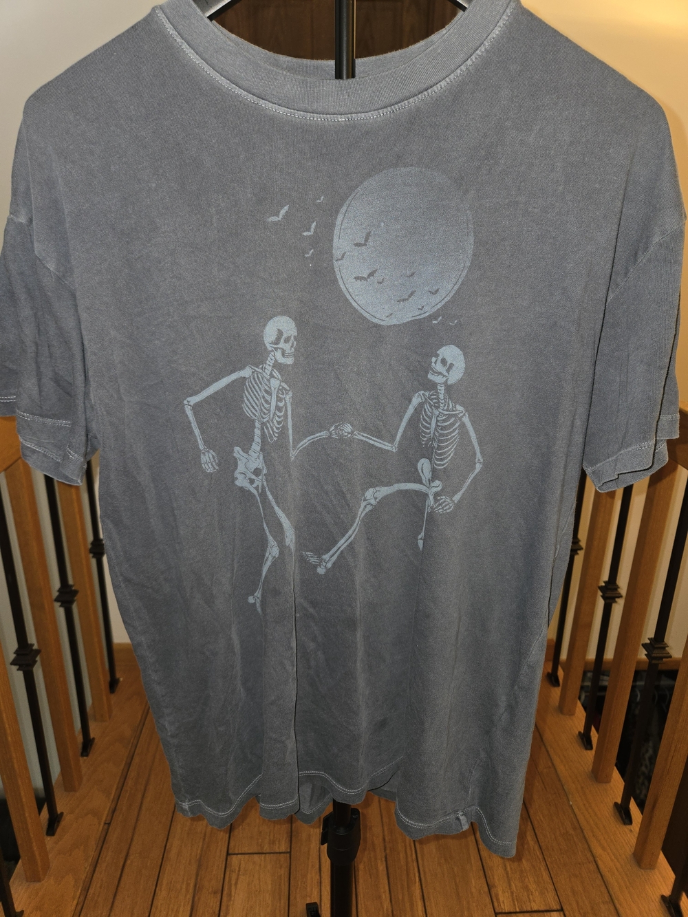 A&E Washed Gray Skeleton Graphic Tee